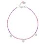 Ibiza Sunset Amethyst And Pink Quartz Silver Anklet, thumbnail 4 of 9