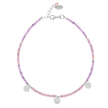 Ibiza Sunset Amethyst And Pink Quartz Silver Anklet, 4 of 9