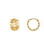 14 K Gold Plated Silver Tiny Huggie Hoop Earrings, thumbnail 2 of 6