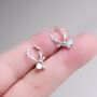 Reindeer Silver Cz Stud Earrings, 925 Sterling Silver Studs, Christmas Earrings, thumbnail 1 of 7