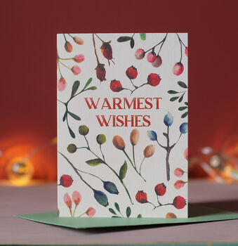Set Of Six Warmest Wishes Botanical Christmas Cards, 2 of 4
