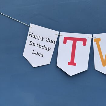 Personalised Two Birthday Banner : 2nd Birthday Party Decoration, 2 of 8