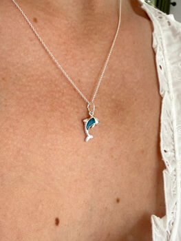Sterling Silver And Opal Dolphin Necklace, 4 of 6