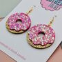 Pink Doughnut Glitter Earrings, thumbnail 4 of 4