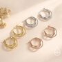 Sterling Silver Triple Hoop Effect Earrings, thumbnail 6 of 11
