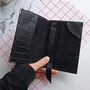 Black Embossed Leather Monogram Passport Holder, thumbnail 3 of 10