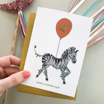 Have A Super Day! Zebra Number Birthday Card, 2 of 6