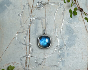 Natural Labradorite Necklace In Solid Sterling Silver, 3 of 3