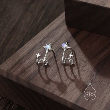 Double Star Stud Earrings In Sterling Silver, 4 of 10