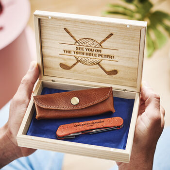 Personalised Golf Tool And Leather Holder With Gift Box, 2 of 6