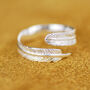 Adjustable Sterling Silver Wrap Feather Ring, thumbnail 4 of 8