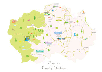 Map Of County Durham Art Print, 6 of 8