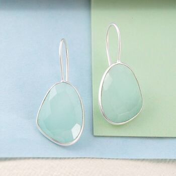 Aqua Chalcedony Gold Plated Silver Drop Earrings, 3 of 4