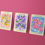 Illustrated Flower Prints Gallery Wall Set Of Three, thumbnail 1 of 9