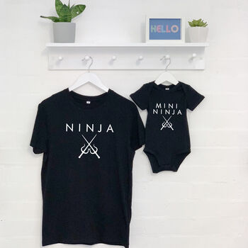 Ninja / Mini Ninja Father And Son T Shirt Set, 2 of 3