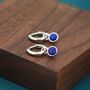 Sterling Silver Dangling Lapis Lazuli Hoop Earrings, thumbnail 5 of 11