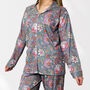 Grey And Pink Floral 100% Cotton Ladies Pyjamas, thumbnail 1 of 8