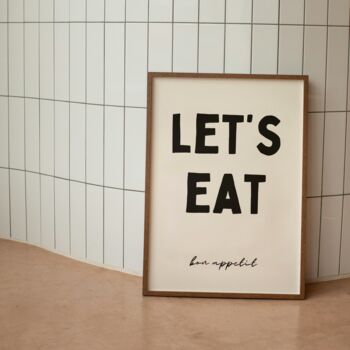 Let's Eat. Bon Appetit Wall Print | Black And Cream, 2 of 3