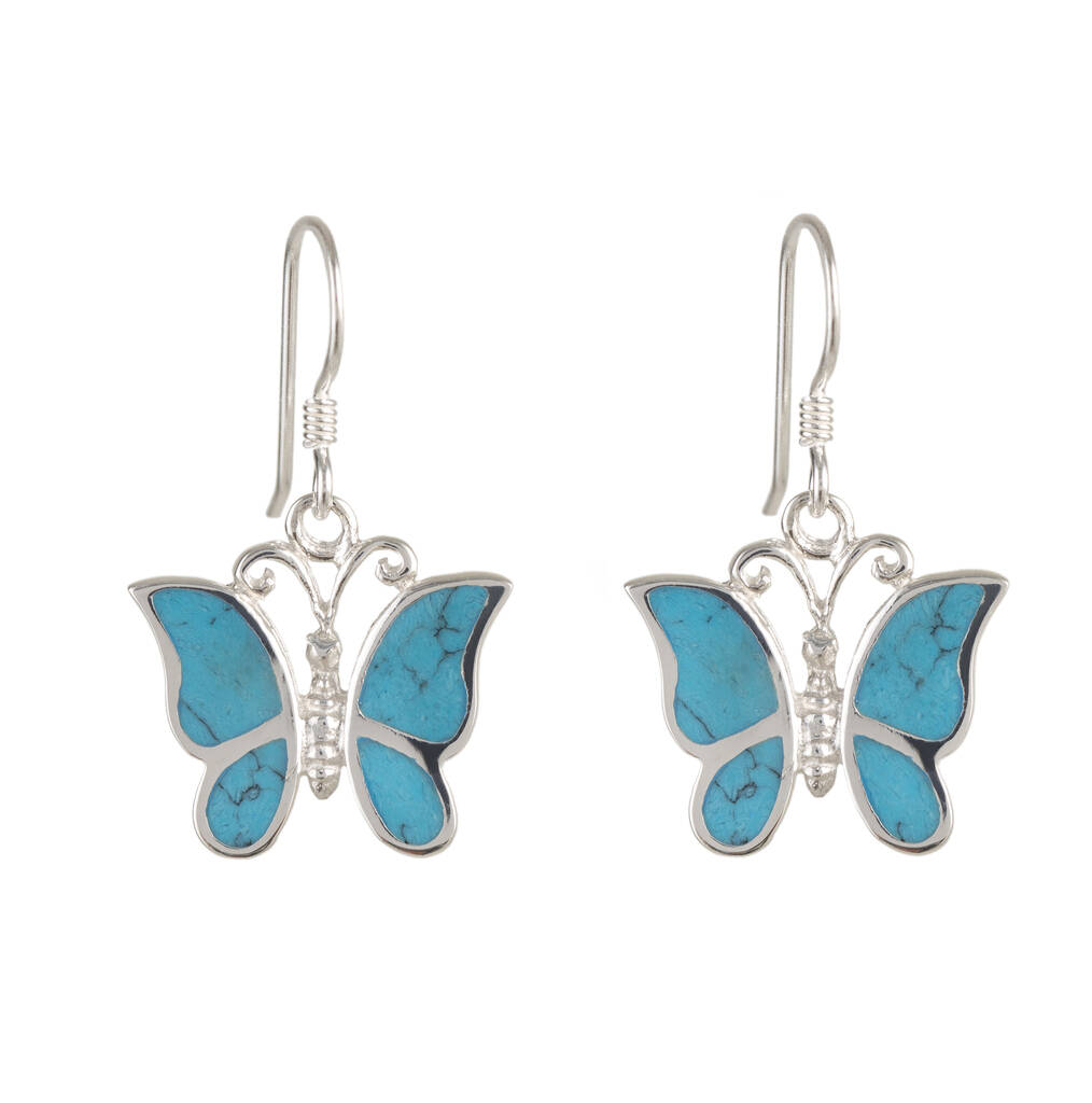 Butterfly Turquoise Silver Necklace And Earring Set By Charlotte's Web ...