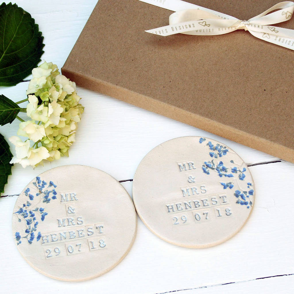 Set Of Two Floral Wedding Coasters By Juliet Reeves Designs