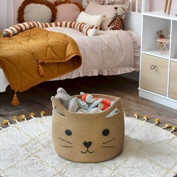Nursery Laundry Storage Jute Rope Cat Basket Organizer, 3 of 4