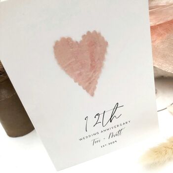 12th Silk Heart Personalised Wedding Anniversary Card, 4 of 5