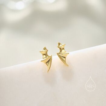Tiny Bat Wing Stud Earrings In Sterling Silver, 2 of 12