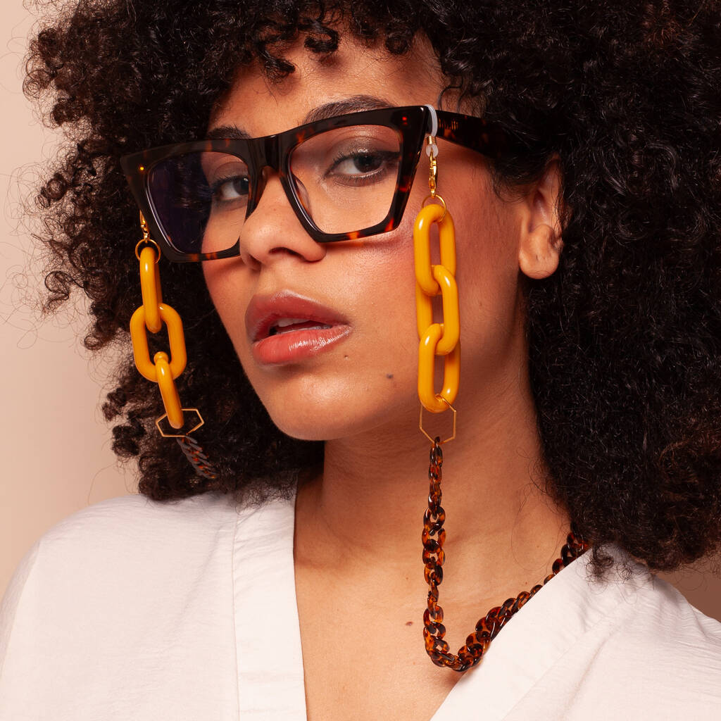 Goldie Large Mustard Acrylic Glasses Chain, 1 of 4