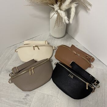 Personalised Saffiano Leather Saddle Cross Body Bag, 2 of 4
