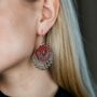 Pink Enamel Asian Indian Boho Danglers Earrings, thumbnail 6 of 8