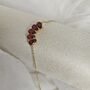Pomegranate Inspired Adjustable Bracelet In 18k Gold Stainless Steel With Red Cubic Zirconia, thumbnail 6 of 7