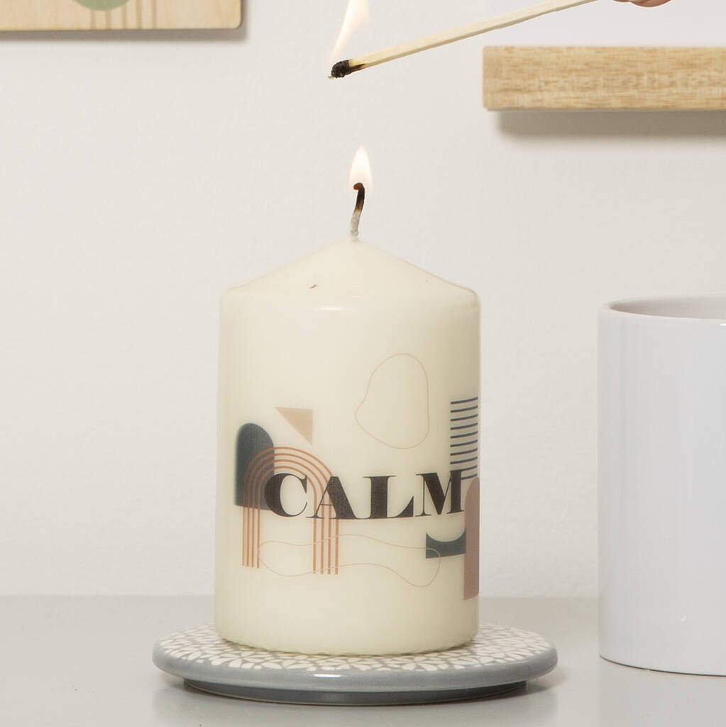 Calm Earth Colours Abstract Pillar Candle By Funky Laser ...