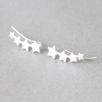 Sterling Silver Four Stars Earrings Climbers, 4 of 6