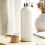 Cream Metal Water Bottle With Bamboo Top, thumbnail 1 of 3