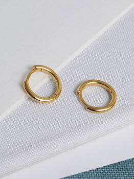 Classic 18 K Gold Plated 12mm Huggie Hoop Earrings, 4 of 8