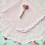 Pair Of Scalloped Embroidered Pink Linen Placemats, thumbnail 5 of 7