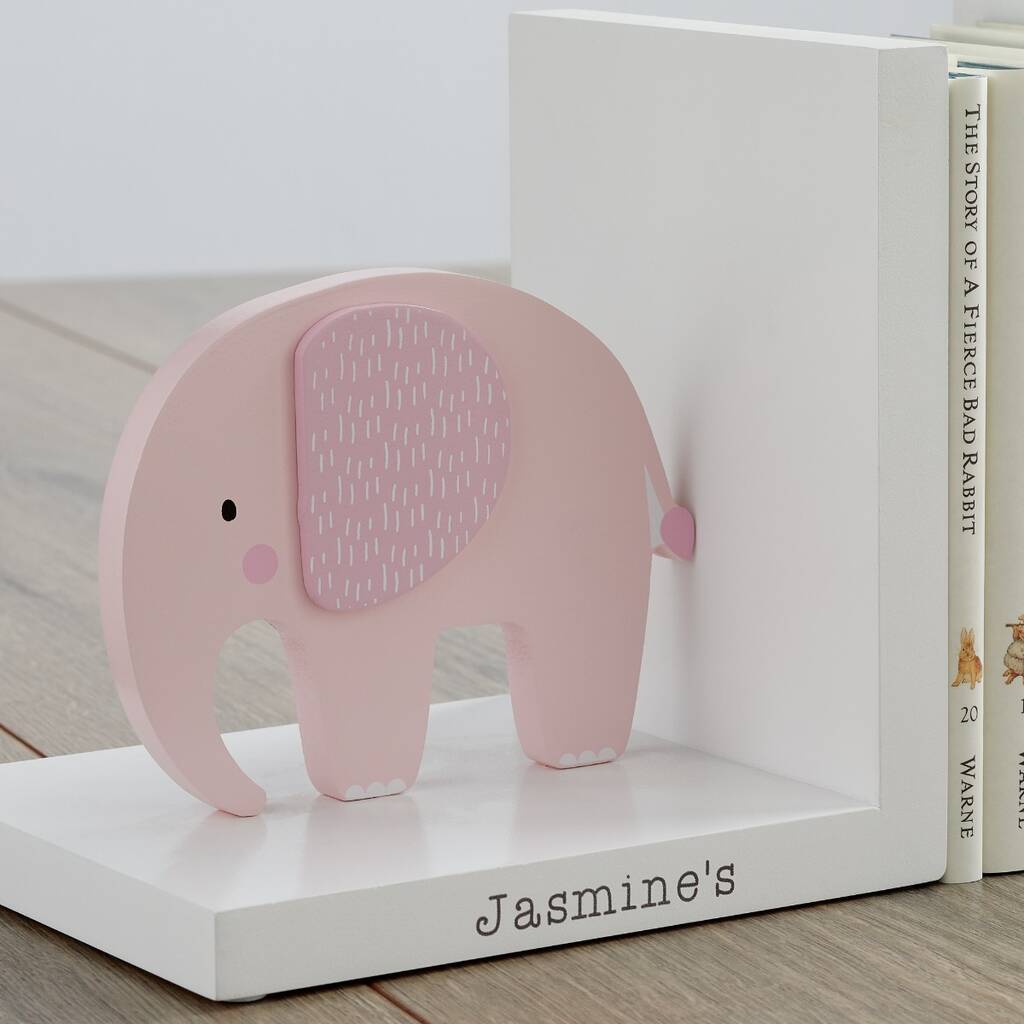 Personalised Pink Elephant Bookends By My 1st Years