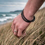 Men's Infinity Woven Slim Leather Black Clasp Bracelet, thumbnail 3 of 5