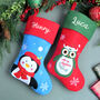 Personalised Grey Christmas Stocking With Santa, thumbnail 1 of 5