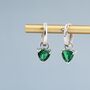 Sterling Silver Emerald Green Trillion Cut Cz Hoop Earrings, thumbnail 7 of 12