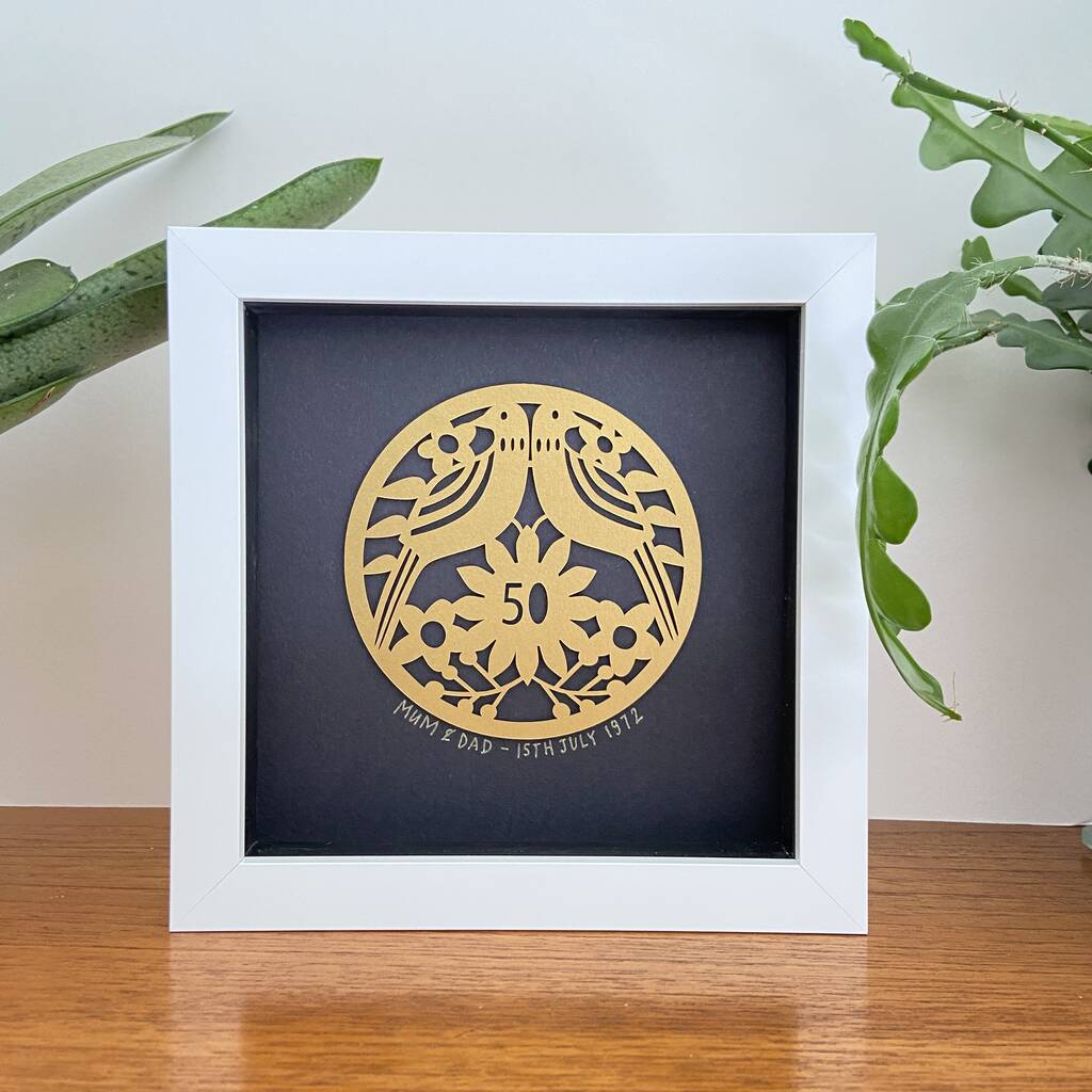 Framed Golden Wedding Personalised Paper Cut, 1 of 12