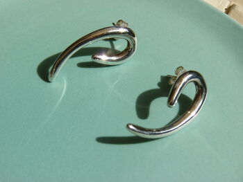 Infinity Silver Curved Earrings, 3 of 6