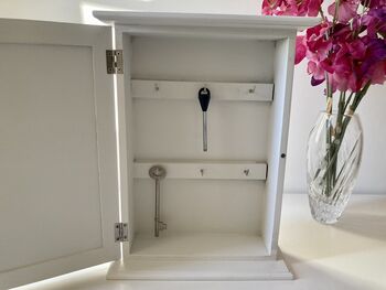 White Wooden Key Box Cabinet Wall Mounted Freestanding, 4 of 11