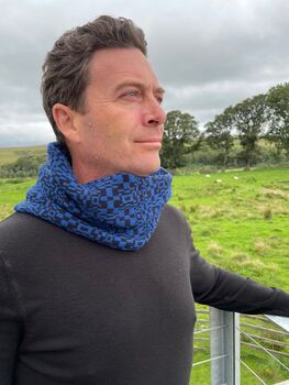 Mens Lambswool Knitted Snood Geometric Pattern, 10 of 12