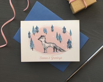 Set Of Vintage Style Arctic Fox Christmas Cards, 2 of 4