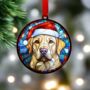 Labrador Yellow In Santa Hat Suncatcher Decoration, thumbnail 4 of 6