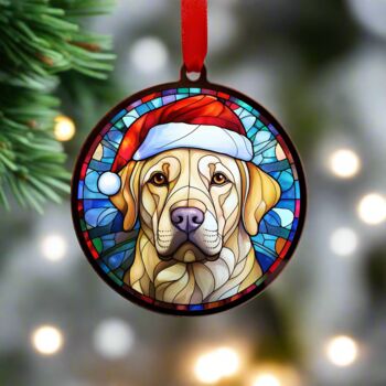 Labrador Yellow In Santa Hat Suncatcher Decoration, 4 of 6