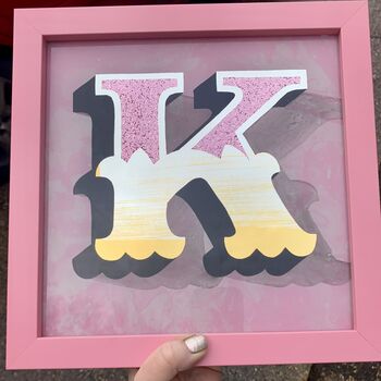Gold Typography Wall Art 'Circus Letter K' Pink, 5 of 7