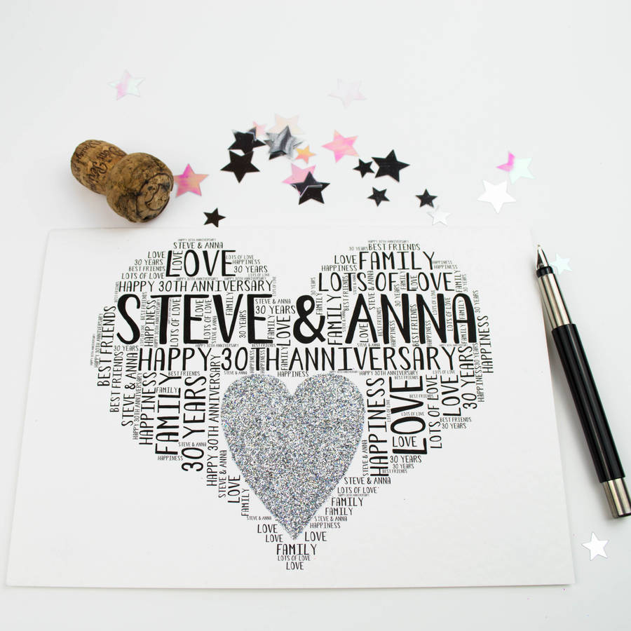 Personalised 30th Wedding Anniversary Love Sparkle Card, 1 of 9