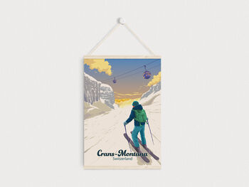 Crans Montana Ski Resort Switzerland Poster Art Print, 6 of 8